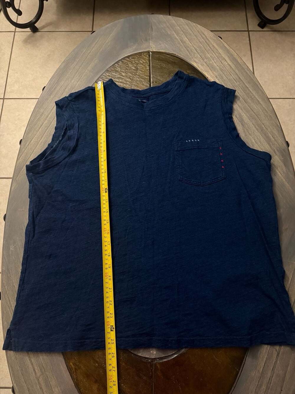 Ariat Repaired Muscle Tee women Size XL Indigo Blue Pocket Tank Top